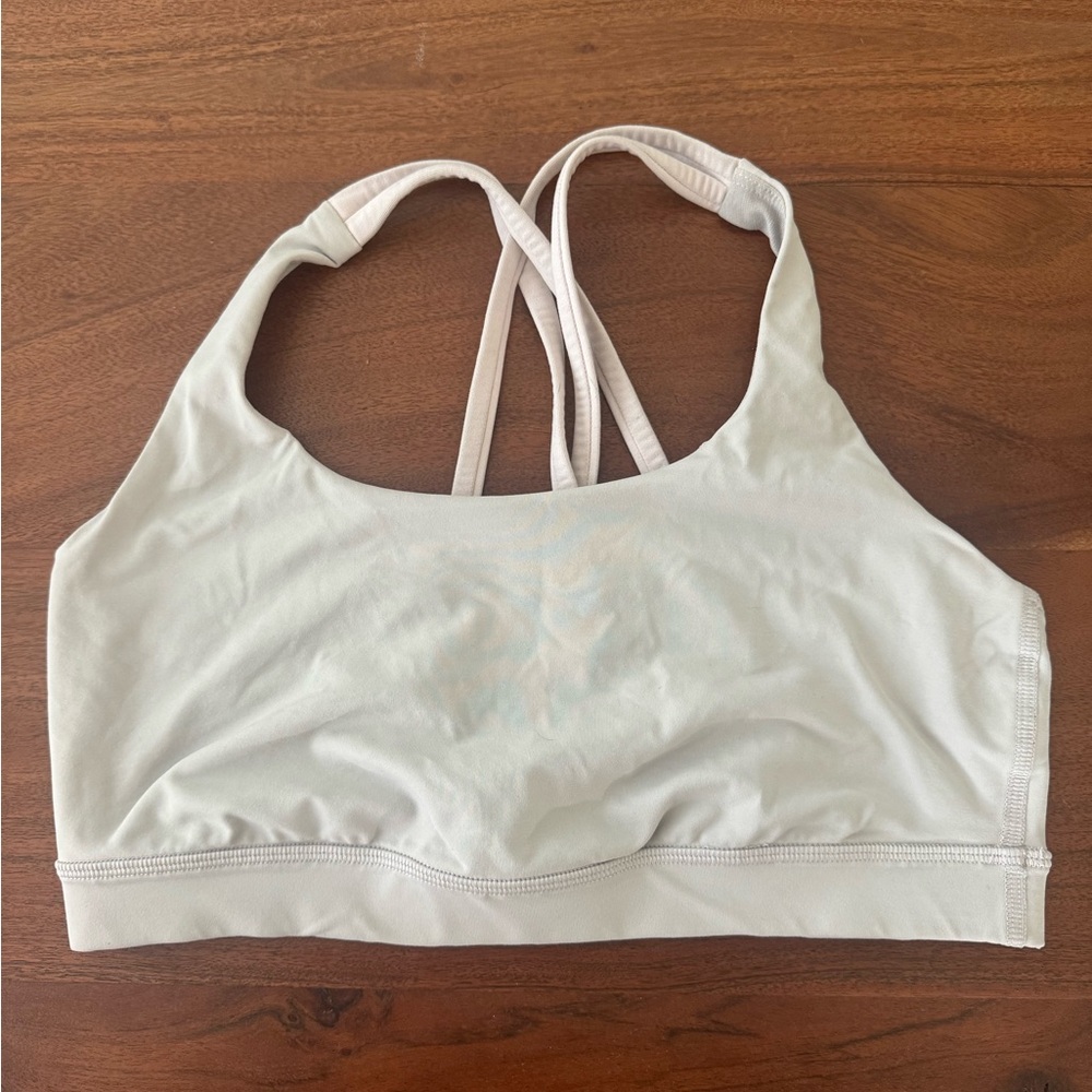 Lululemon Energy Bra Size 8 Light Grey/Pink Straps